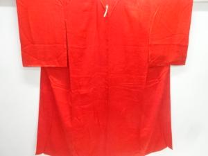 アンティーク　綸子扇に草花模様織出し長襦袢